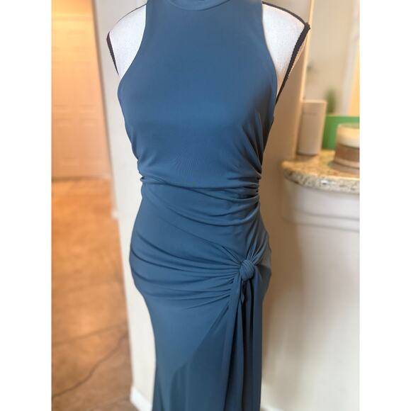 Cinq à Sept Rori Tie Waist High Neck Midi Dress Green Size 6 MSRP $395 - Picture 6 of 7
